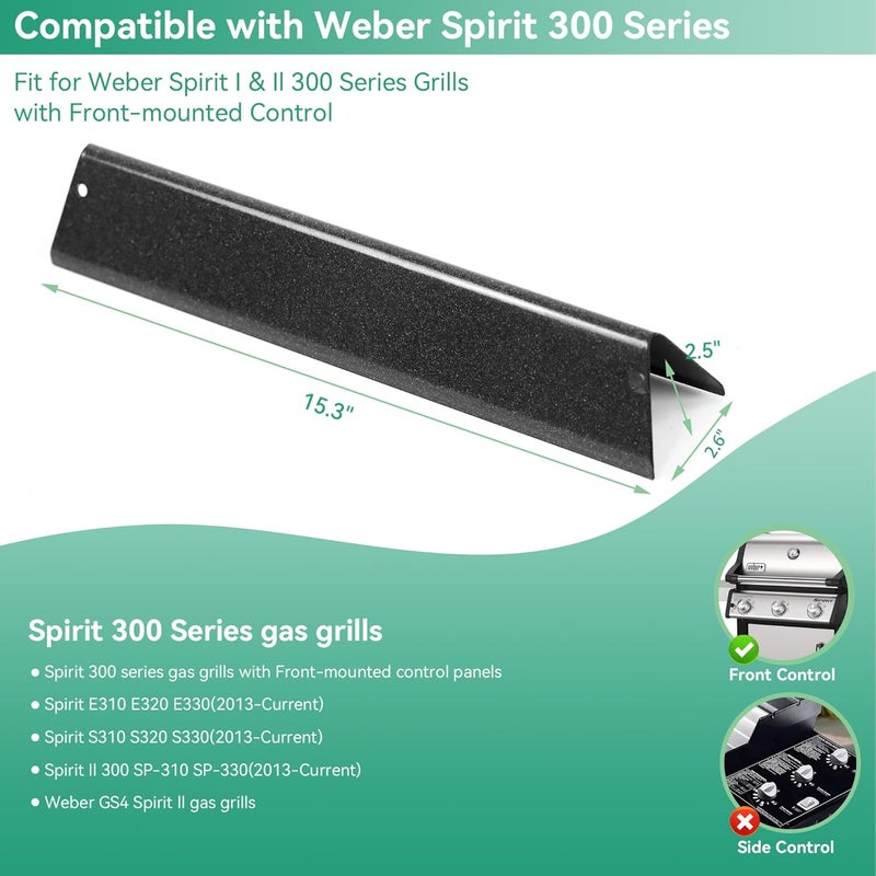 COGRICHBF Spirit e-310 15.3 Inch Flavorizer Bars for Weber Spirit and Spirit II & GS4 Spirit II 300 E310 E320 E330 S310 S320 S330 Gas Grill with Front Control Knob, Heat Plate for Weber 7636 67046 69797 68843 - Image 2